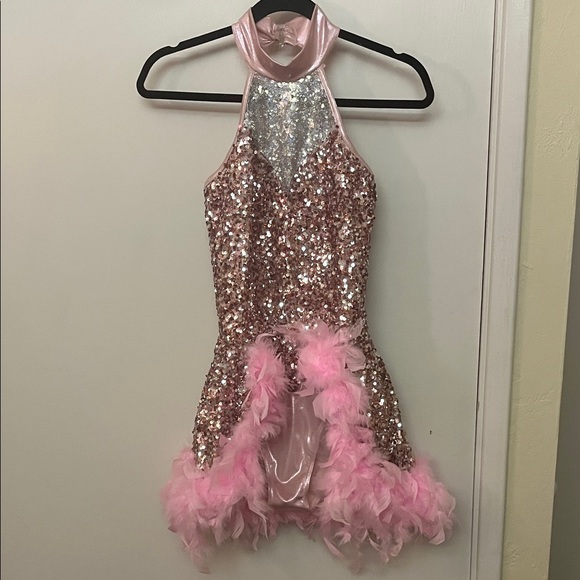 Weissman Other - Weissman Pink Sequin Dance Costume with feathers size Adult Small